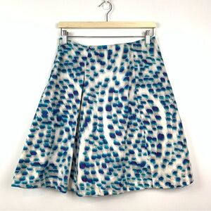 Jil Sander Navy Skirt A-Line Sz 36 Italy Pleated Fuzzy Abstract Pattern Blue